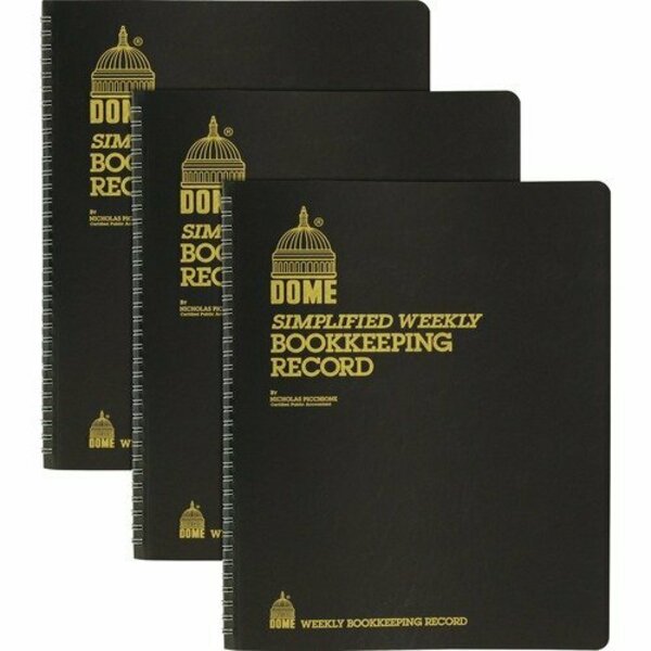 Dome Publishing Co Bookkeeping Record Books, Monthly, Undated, 9inx11in, Beige, 3PK DOM600BD